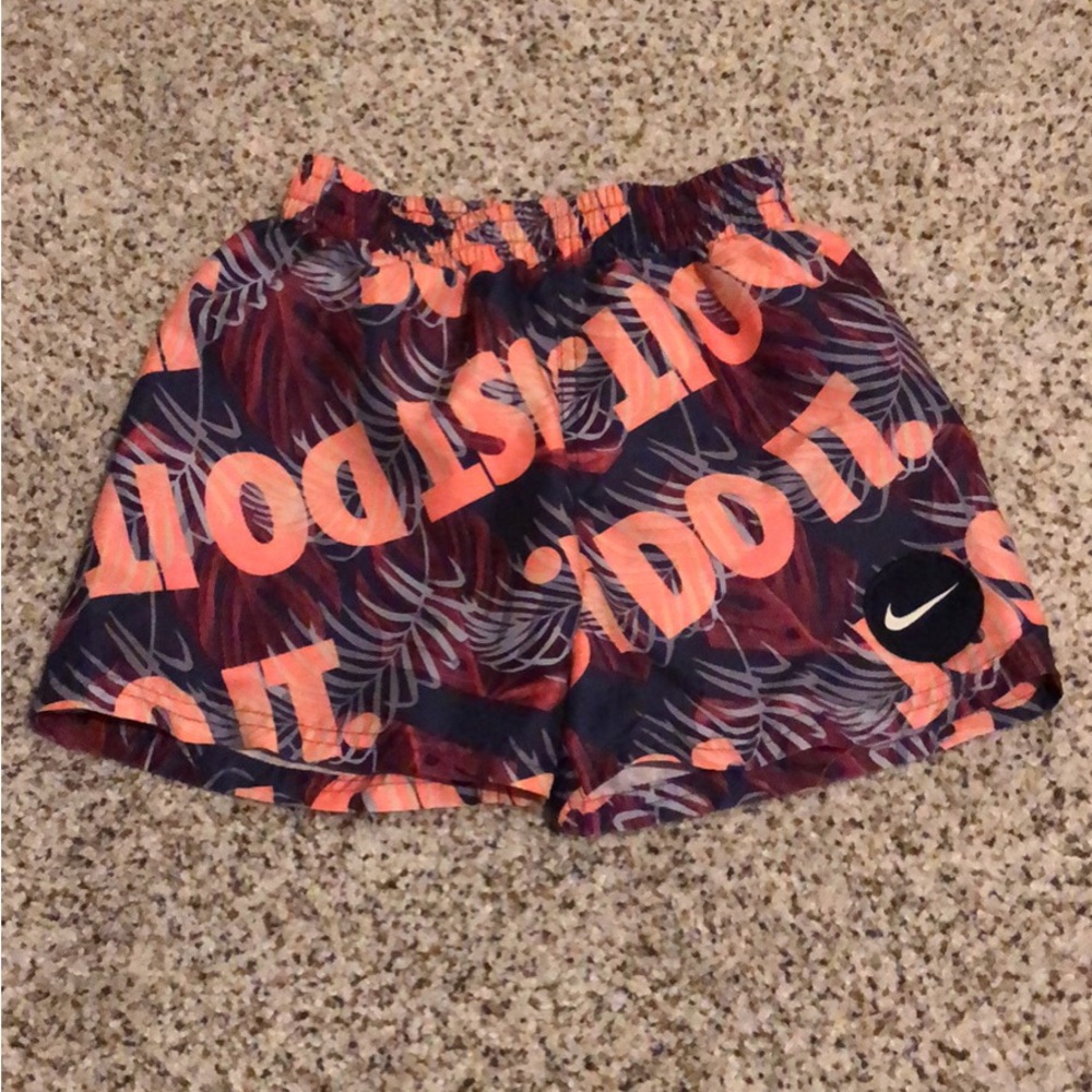 Nike Boys Swim Shorts Size Small (8-10) Just Do It Palm Print Lined NWOT